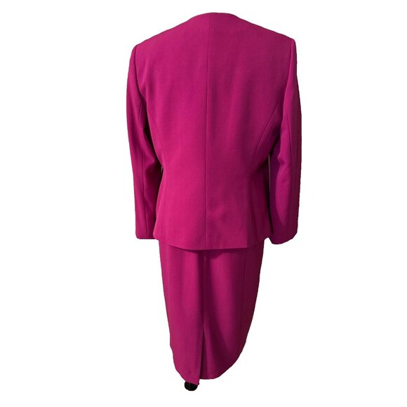 Kasper Dress & Jacket Blazer Suit Berry Pink 12 Silver Studded Neckline Stretch - Picture 4 of 15
